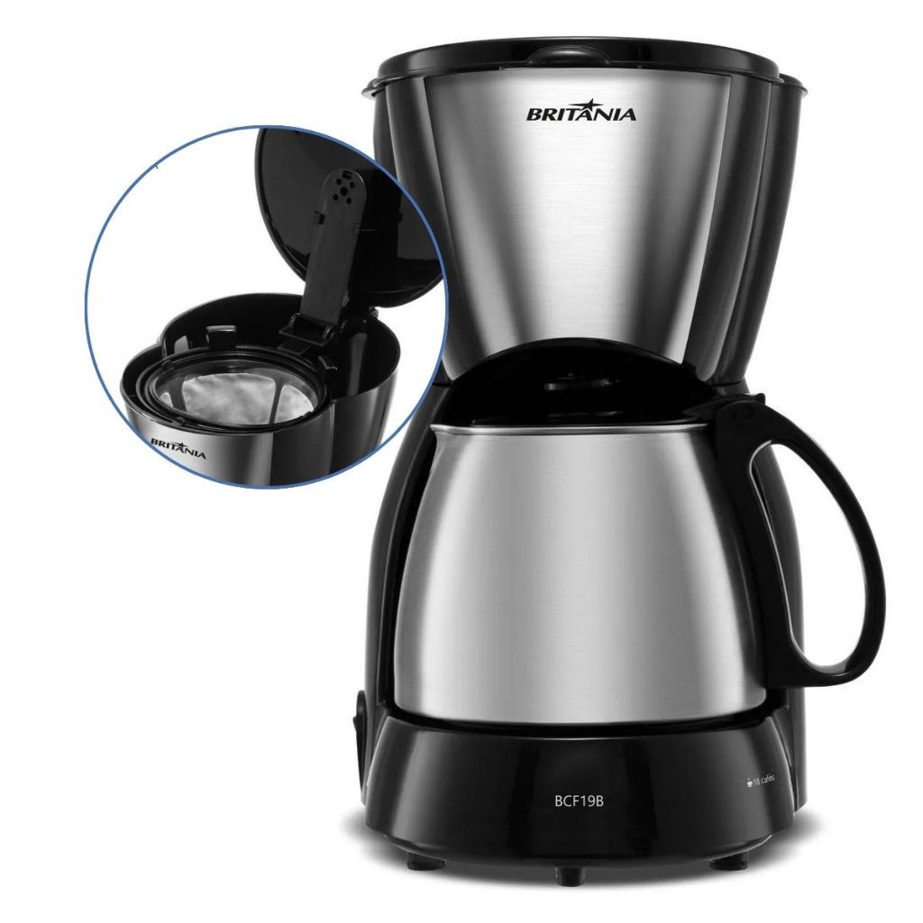 Imagem Cafeteira Elétrica Britânia 720ml 18 Cafézinhos Jarra de Inox