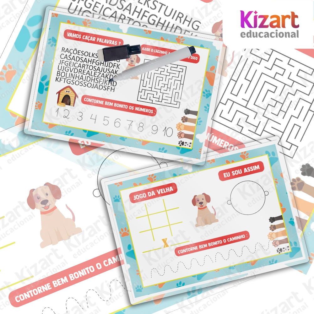 100 Quadro de Atividade Interativo Infantil + Caneta Lembrancinha Infantil Envio Imediato Pet Shop
