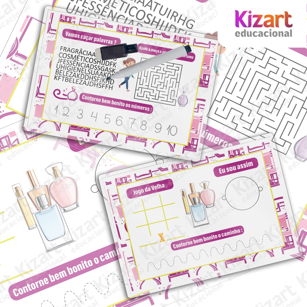 100 Quadro de Atividade Interativo Infantil Caneta Lembrancinha Infantil Para Perfumaria Cosméticos
