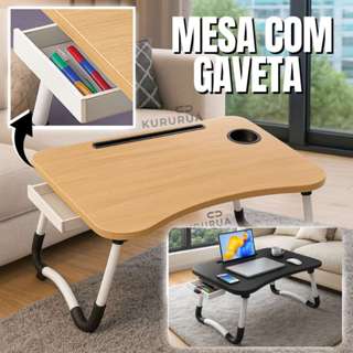Mesa para Notebook Mesinha para Computador Portátil Cama para estudos com Gaveta Dobravel em Oferta na Shopee
