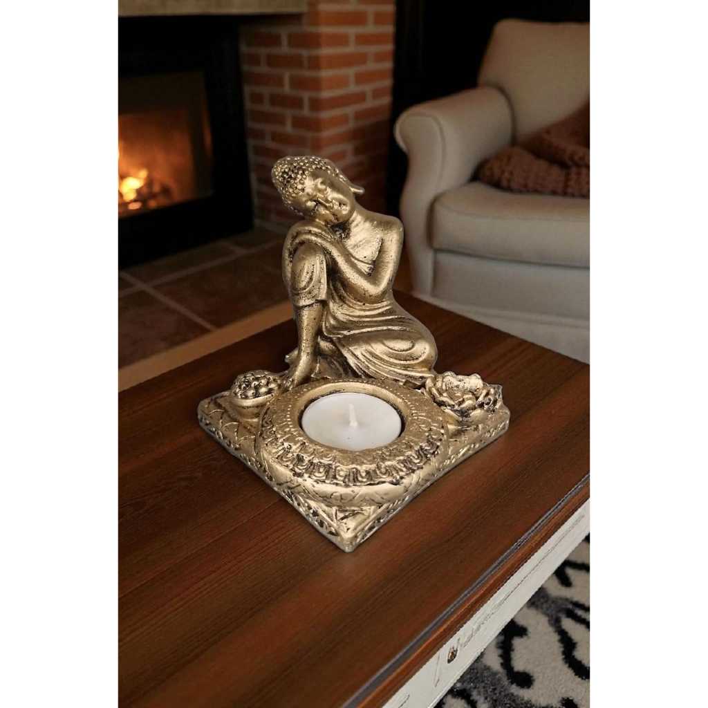 Imagem Incensário/Castiçal com Buda, Pedestal para Buda, Decoração Zen, Decoração de Interiores