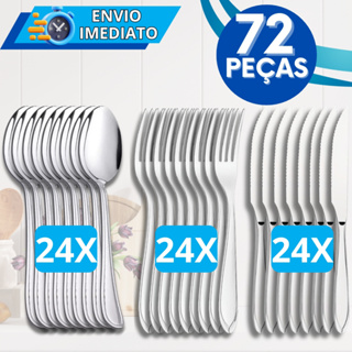 Conjunto Jogo de Talheres 72 Peças Aço Inox 24 Facas 24 Garfos 24 Colheres de Mesa Para Casa Cozinha Restaurante Buffet em Oferta na Shopee