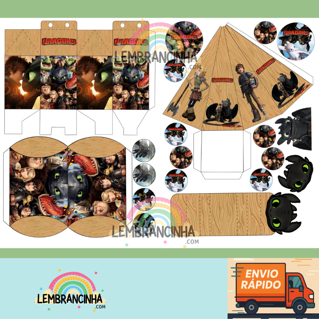 Envio rápido - TEMA: COMO TREINAR SEU DRAGÃO: KIT LEMBRANCINHAS COM 100/200 ITENS em Oferta na Shopee