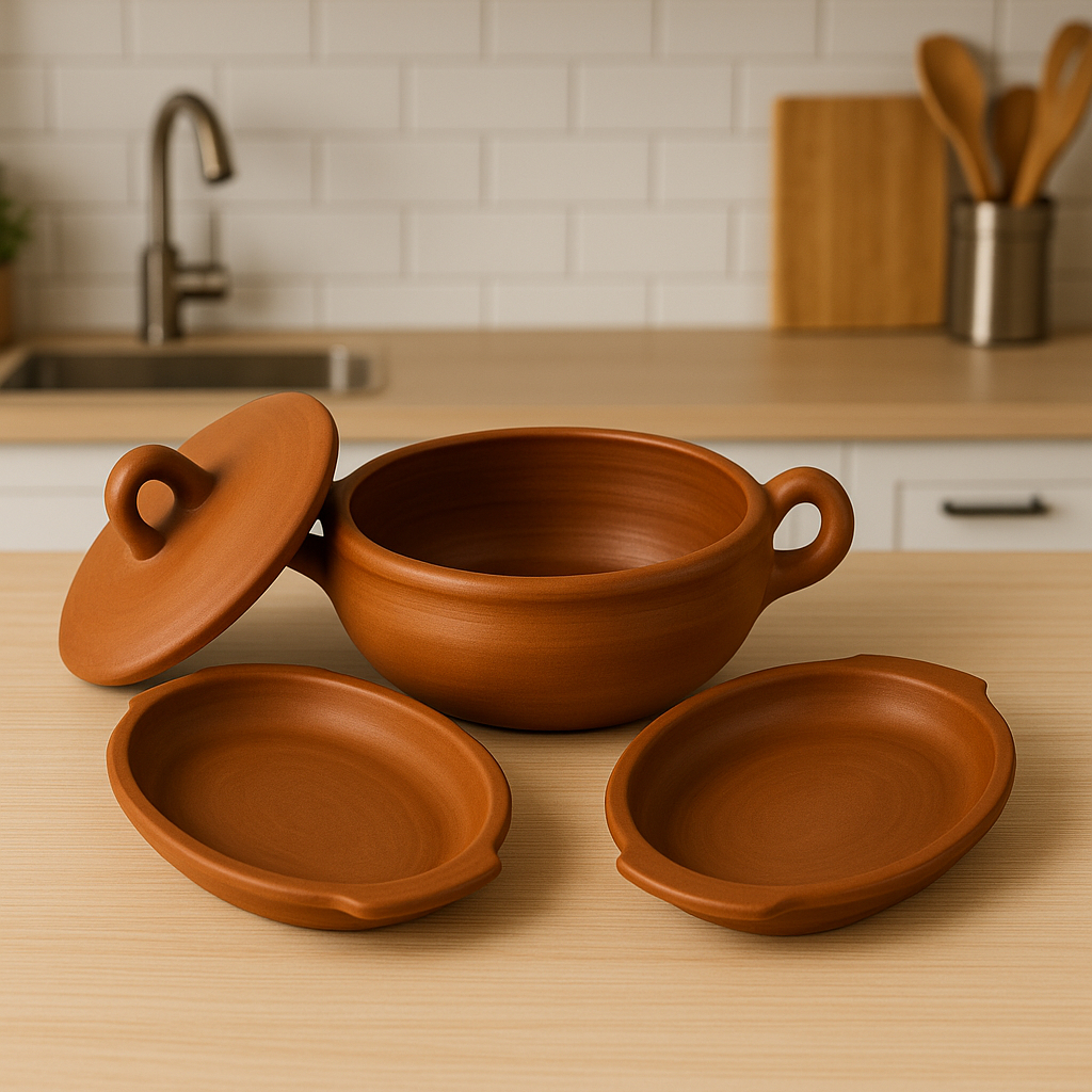 Panela De Barro Com Travessas Cerramica Feito a Mão Artesanal Kit feijoada