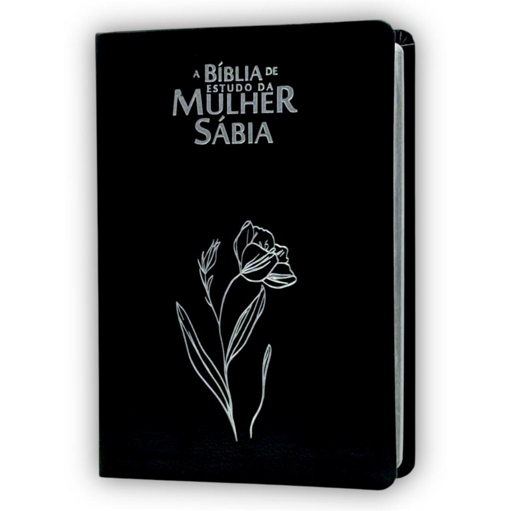 Bíblia Sagrada Mulher Sábia De Estudo Letra Hipergigante Arc Capa Flexível Magnólia Preta Com Harpa