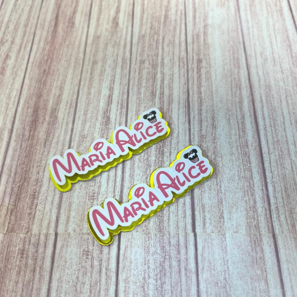 Apliques Nomes 3D em lâmicote dourado