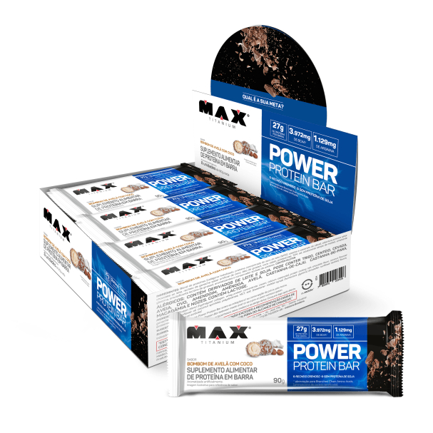 Barra de Proteína - Power Protein Bar 90g - Max Titanium - Caixa com 8 unidades em Oferta na Shopee
