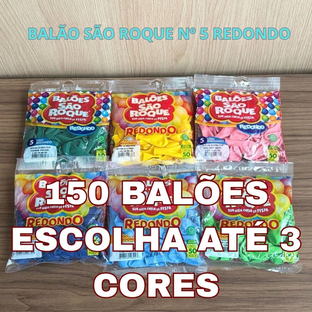150 BALÕES SÃO ROQUE Nº 5 REDONDO até 3 cores escolha via chat ENVIO IMEDIATO cores disponiveis na descrição em Oferta na Shopee