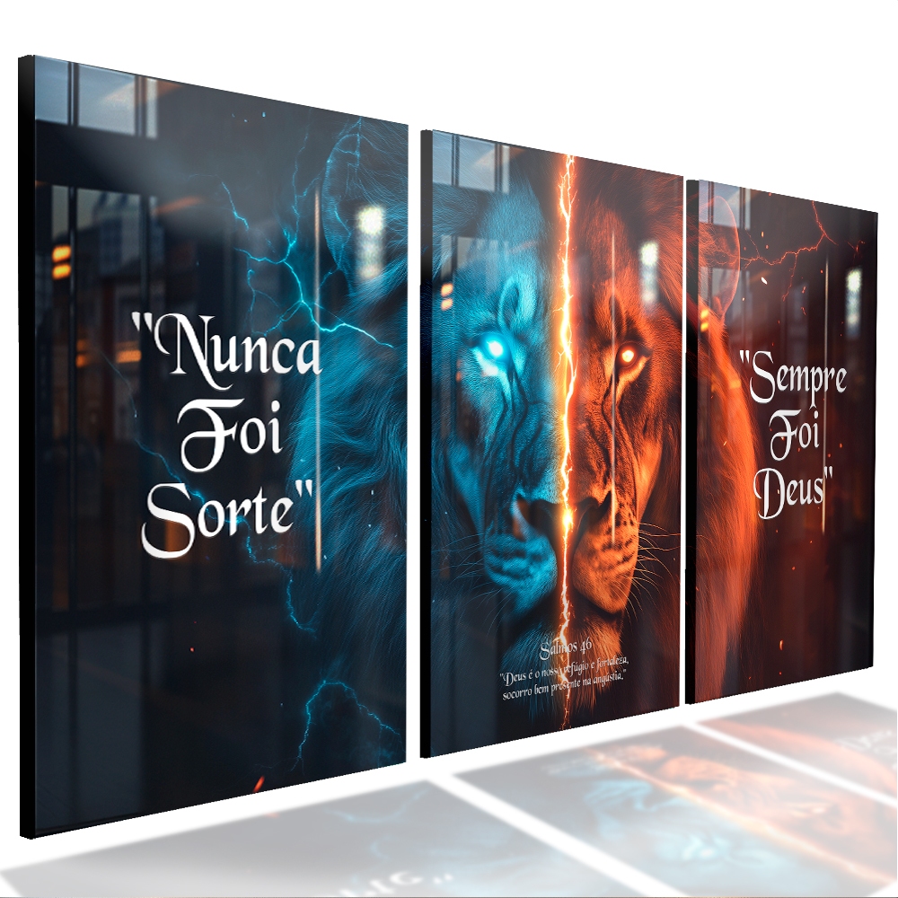 Quadro Decorativo Religioso Motivacional Salmo 23:4 Nunca Foi Sorte Sempre Foi Deus Leão Judá