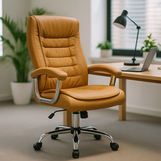 Cadeira De Escritório Presidente Executiva Ergonômica Com 42 Molas Ensacadas no Assento Caramelo em Oferta na Shopee