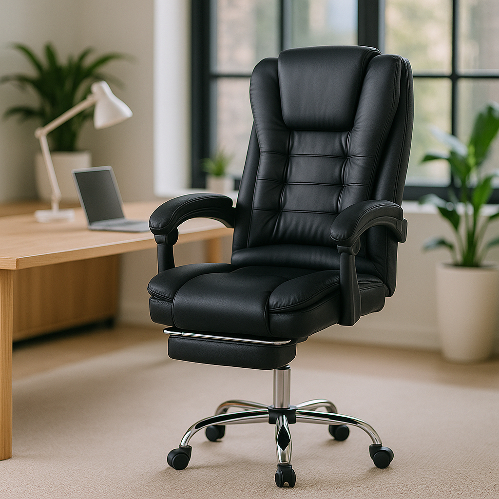 Cadeira de Escritório Presidente Big Boss Ergonômica Com Espuma D33 Apoio de Pés Giratória Preta em Oferta na Shopee