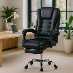 Cadeira de Escritório Presidente Big Boss Ergonômica Com Espuma D33 Apoio de Pés Giratória Preta