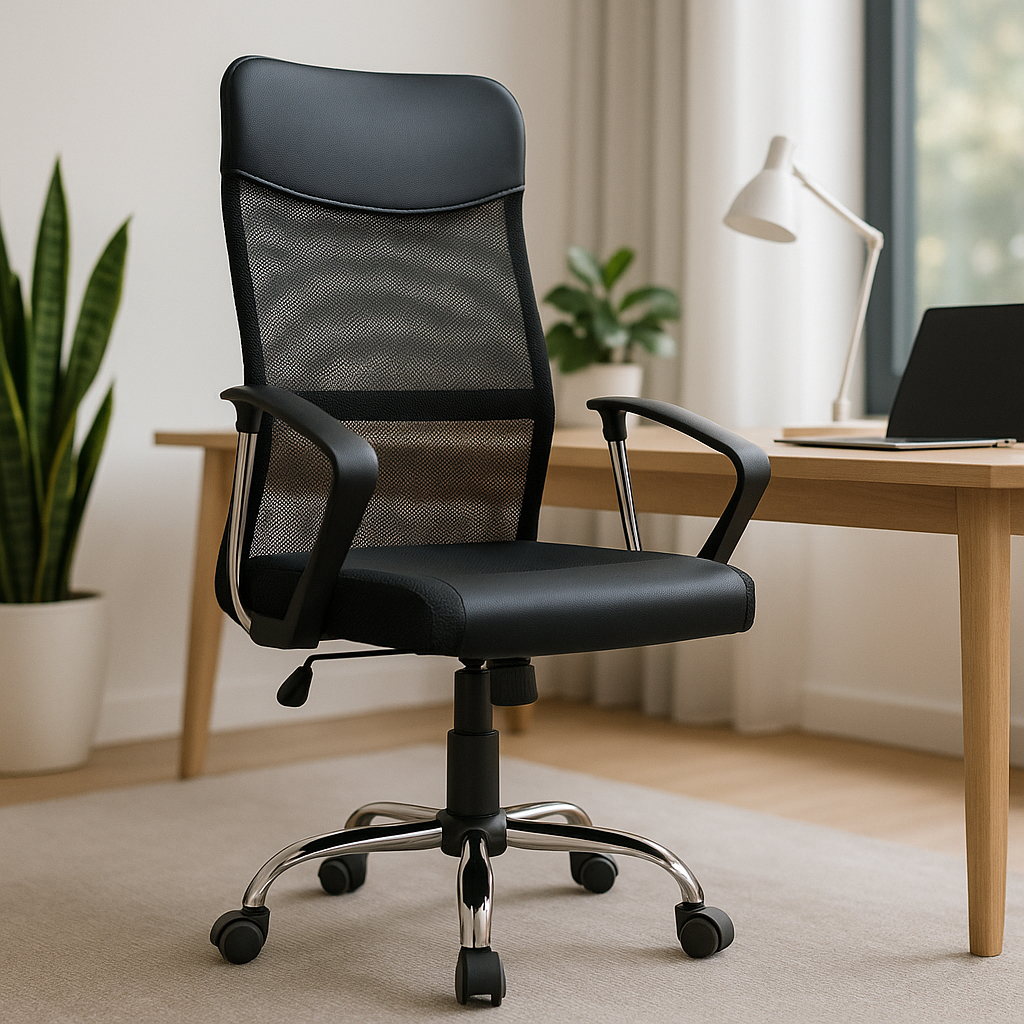 Cadeira De Escritório Presidente Executiva Alta Confortável Giratória Cairo Tela Mesh Preta em Oferta na Shopee