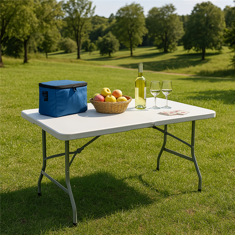 Mesa Dobrável Portátil Plástico Maleta com Alça 152x70cm para Camping Churrasco Praia Branco em Oferta na Shopee