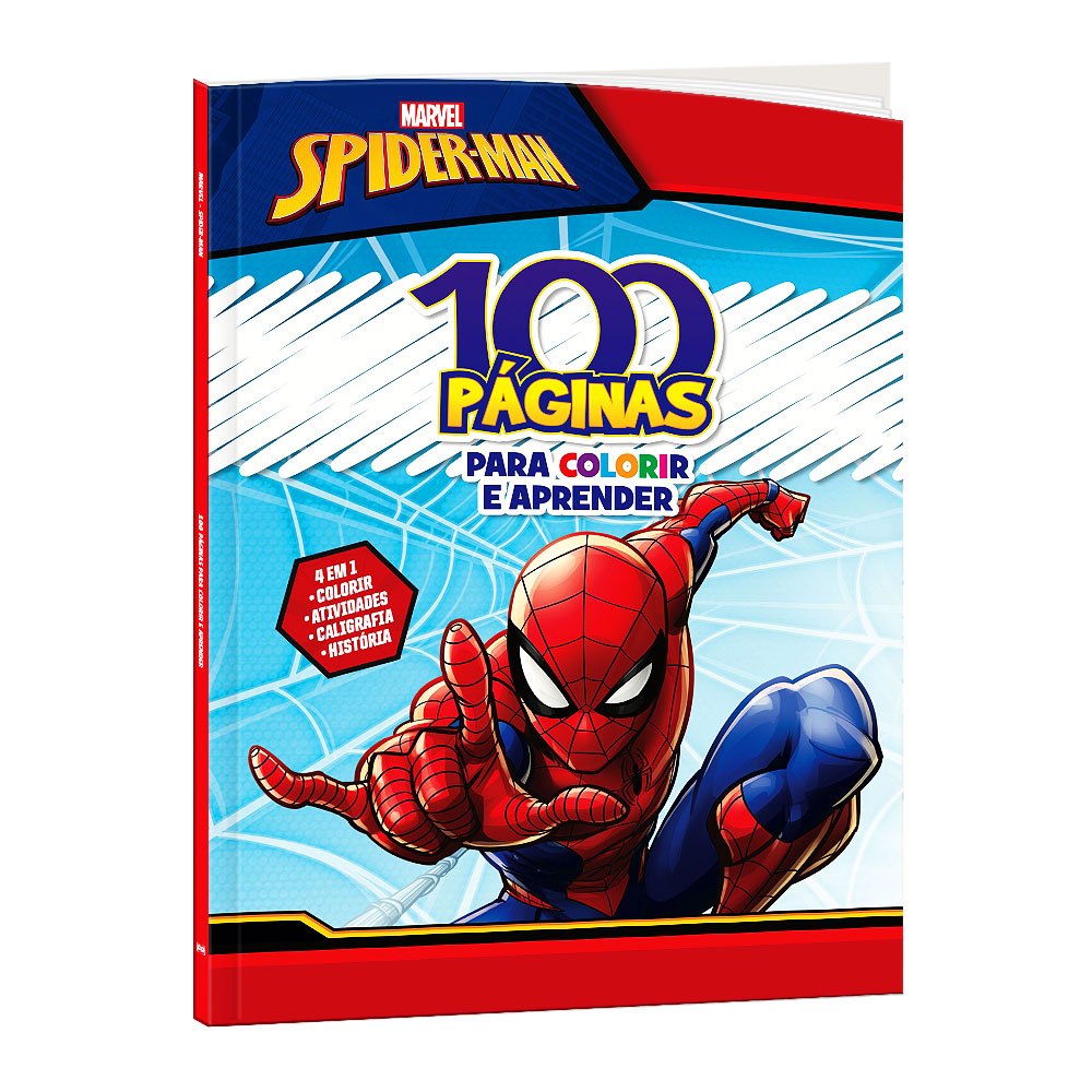 Livro 100 Páginas Para Colorir Marvel - Spiderman