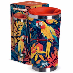 Copo Térmico 400ml Inox Estampa Arara Tropical