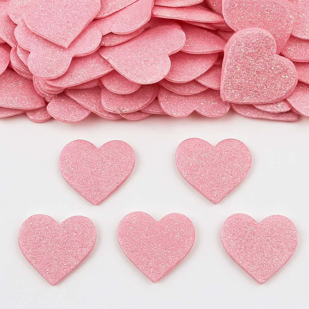 Aplique Coração EVA Glitter Rosa Decoração Natal Diversos Tamanhos em Oferta na Shopee
