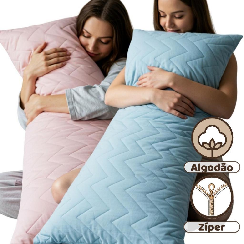 2 Capa Travesseiro de Corpo Fronha para Xuxão de Algodão Matelado com Zíper em Oferta na Shopee