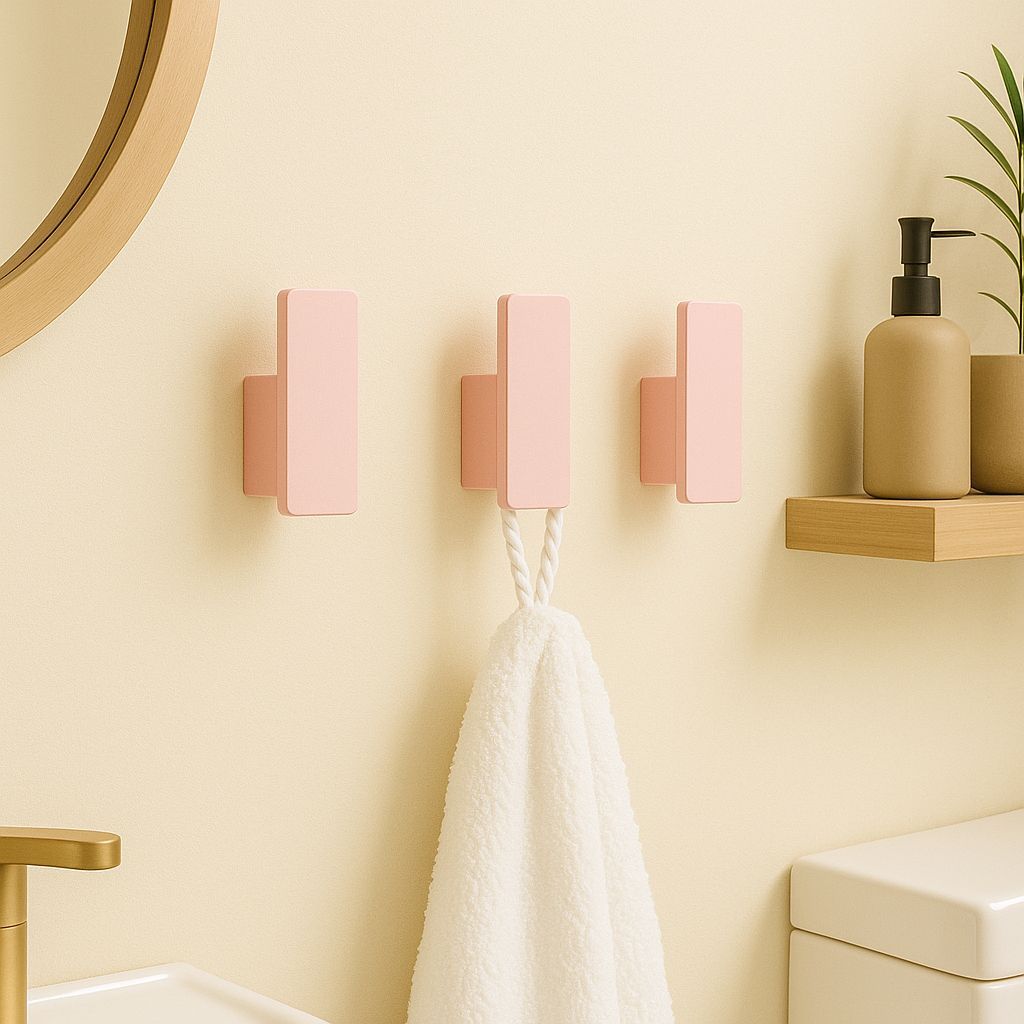 Kit Ganchos De Parede Para Toalhas Bolsas e Roupas Com Fita Adesiva Rosa em Oferta na Shopee
