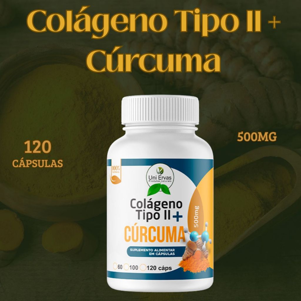 Suplemento Colágeno Tipo 2 Cúrcuma 120 Cápsulas 500mg — imagem 2 de 2
