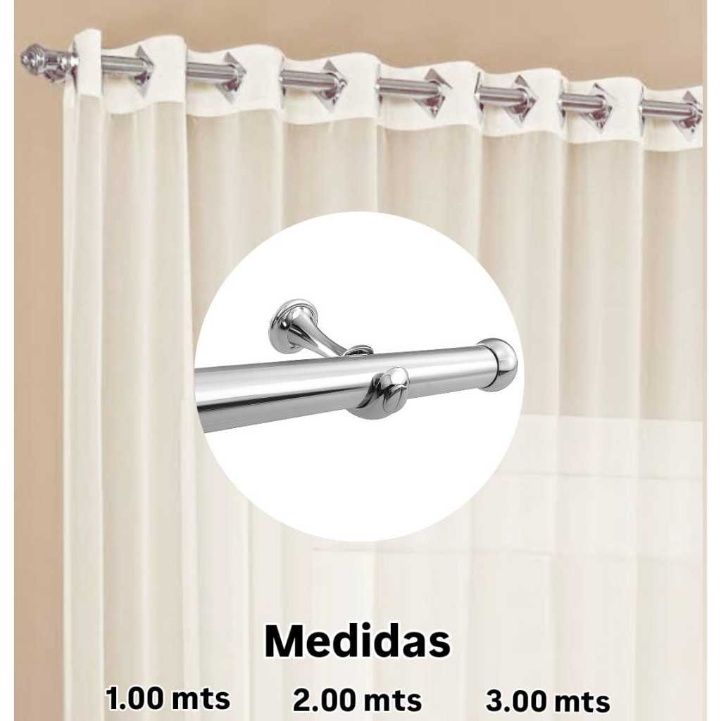 KIT VARÃO CORTINA 28MM CROMADO 1.00 A 3.00 MTS em Oferta na Shopee