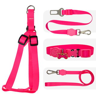 Coleira guia cachorro cinto pet kit passeio peitoral em Oferta na Shopee