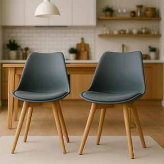Kit 2 Cadeiras Estofadas Para Mesa Sala Cozinha De Jantar Saarinen Leda Design Wood Cinza em Oferta na Shopee