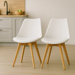 Kit 2 Cadeiras de Jantar Cozinha Estofadas Leda Saarinen Design Branca