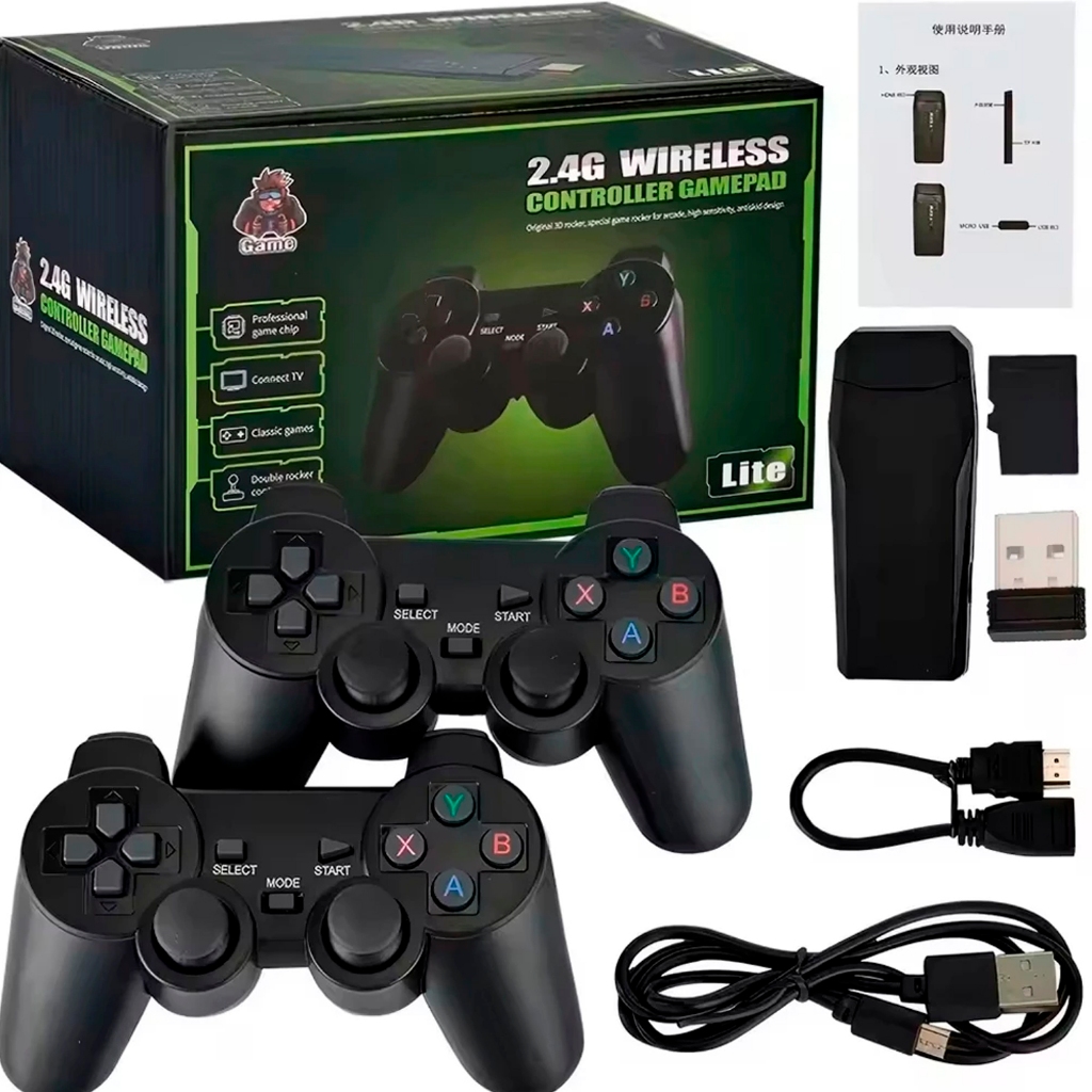 Videogame Stick 4k 10mil - 20mil Jogos Retro Antigo 2 Controles Sem Fio Console Original P...