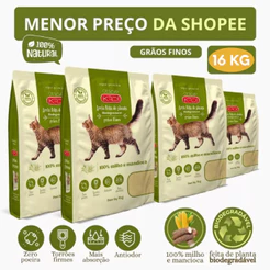 Areia Biodegradável Kadi Grãos Finos Gato 16 KG Grão Fino CatBio Milho Mandioca (4 pacotes de 4 kg)