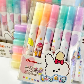 Kit c/6 Marca Texto Fofo Menininha Kawaii Cores Neon Caneta em Oferta na Shopee