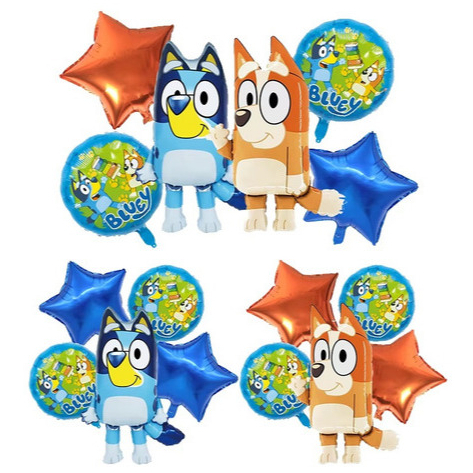 Kit Balão Metalizado Blue Bing Desenho Decoração Festa Aniversario Cachorro Laranja Cachorro Azul