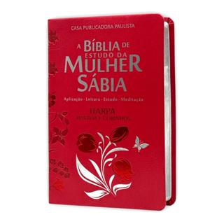 Bíblia Sagrada Mulher Sábia De Estudo Letra Hipergigante Arc Capa Flexível Tulipa Vermelha Com Harpa em Oferta na Shopee