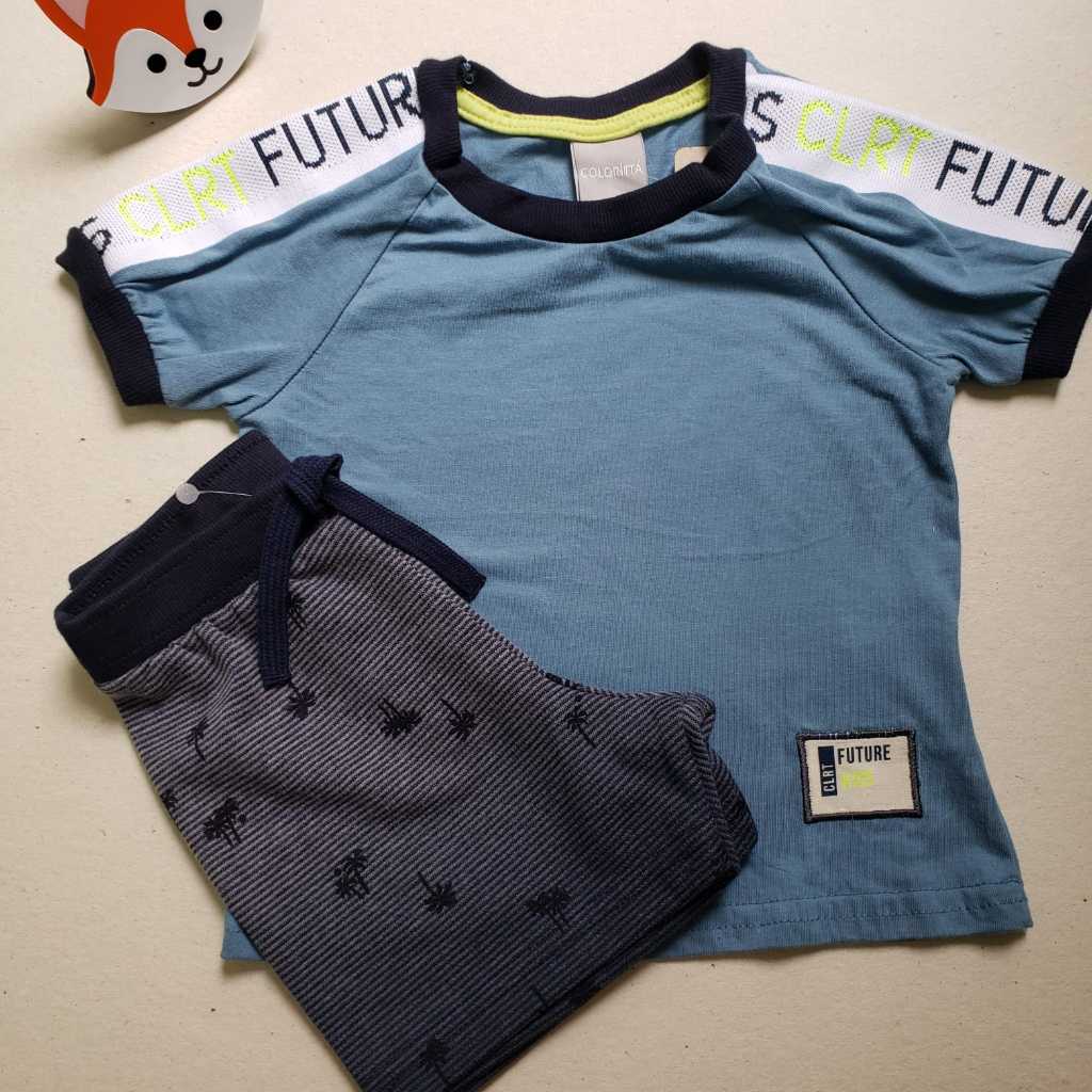 Conjunto Infantil Menino Tamanho 1 – Camiseta 100% Algodão e Bermuda Coloritta