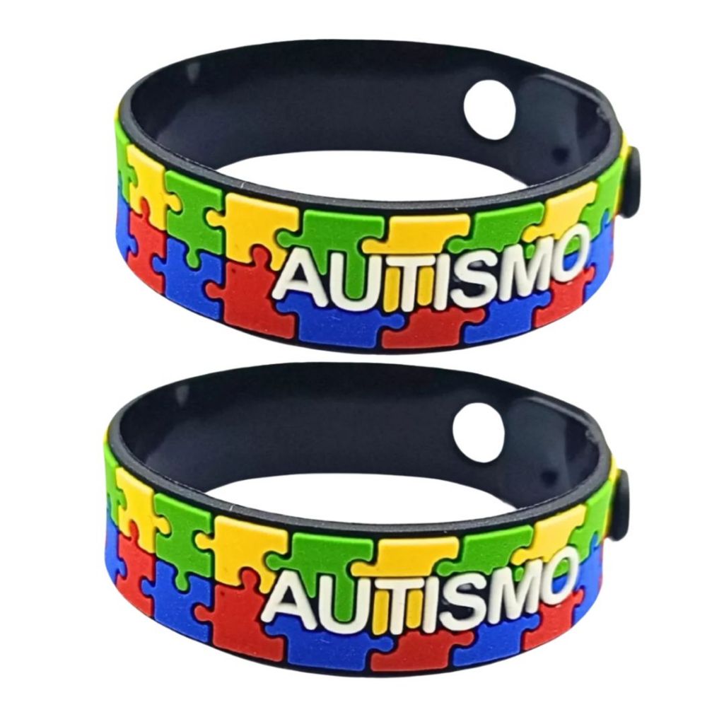 2 Pulseiras Ajustáveis Autismo Infantil - Quebra Cabeça em Oferta na Shopee