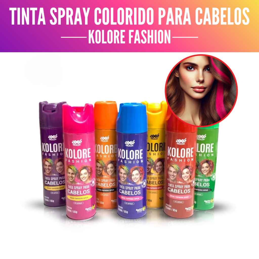Tinta Spray Para Cabelos Temporária Colorida 150ml - Axé Brasil Kolore Fashion
