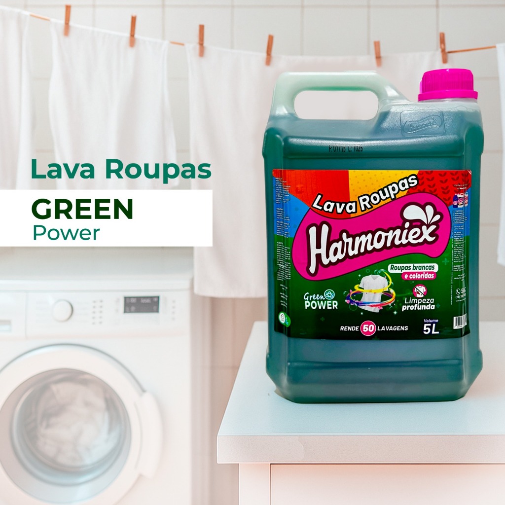 Sabão Lava Roupas Liquido Green Power Limpeza Profunda Multi-ação Harmoniex 5L em Oferta na Shopee