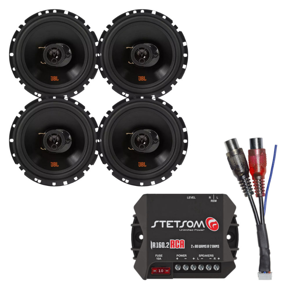 Kit 4 Alto Falante Jbl 6 Polegadas 4 Portas + Módulo Stetsom Ir160.2 Com Cabo RCA