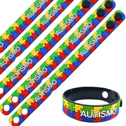 5 Pulseiras De Identificação Autista Silicone Infantil Autismo
