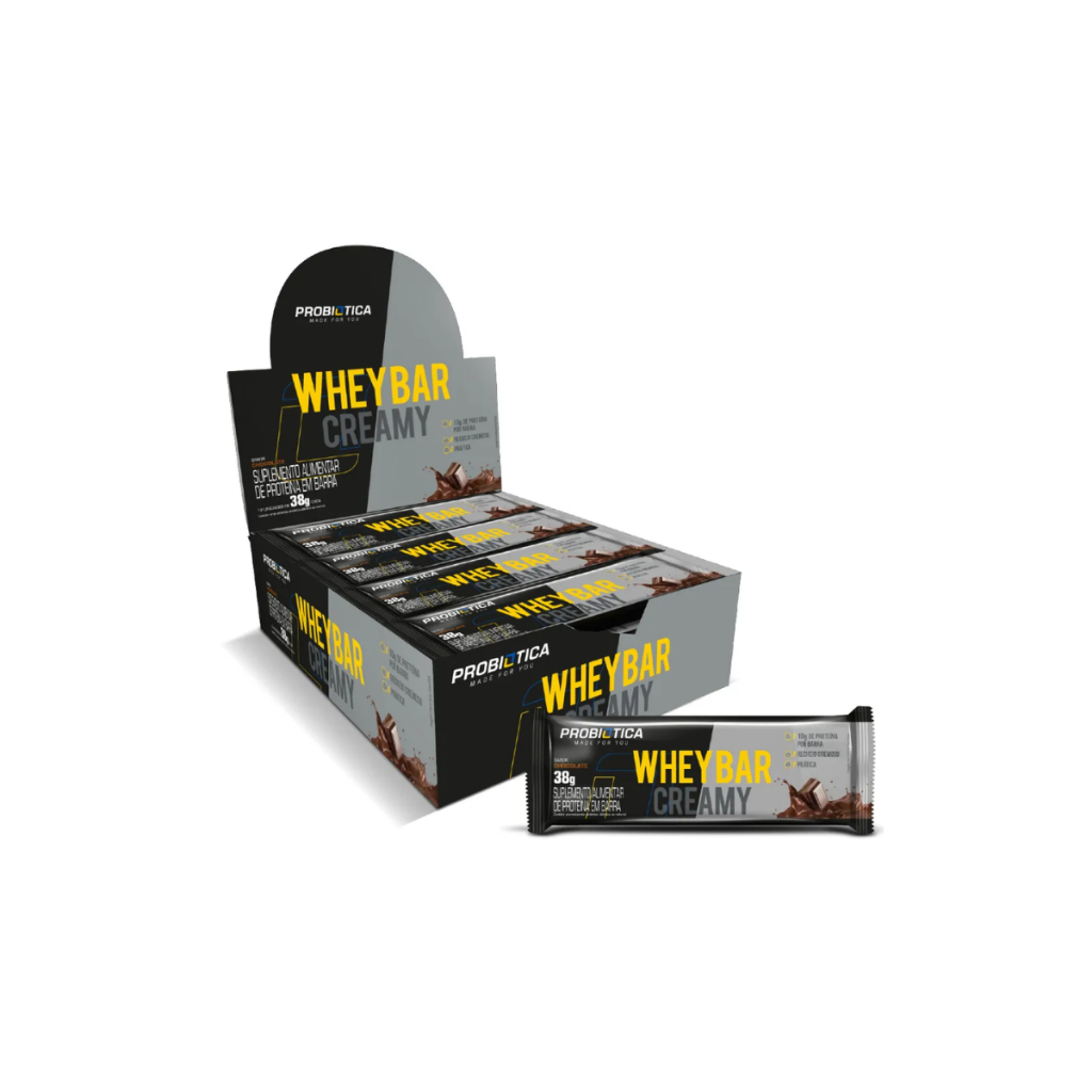 Suplemento em Barra Whey Bar Creamy Display com 12un de 38g Proteínas - Probiótica em Oferta na Shopee