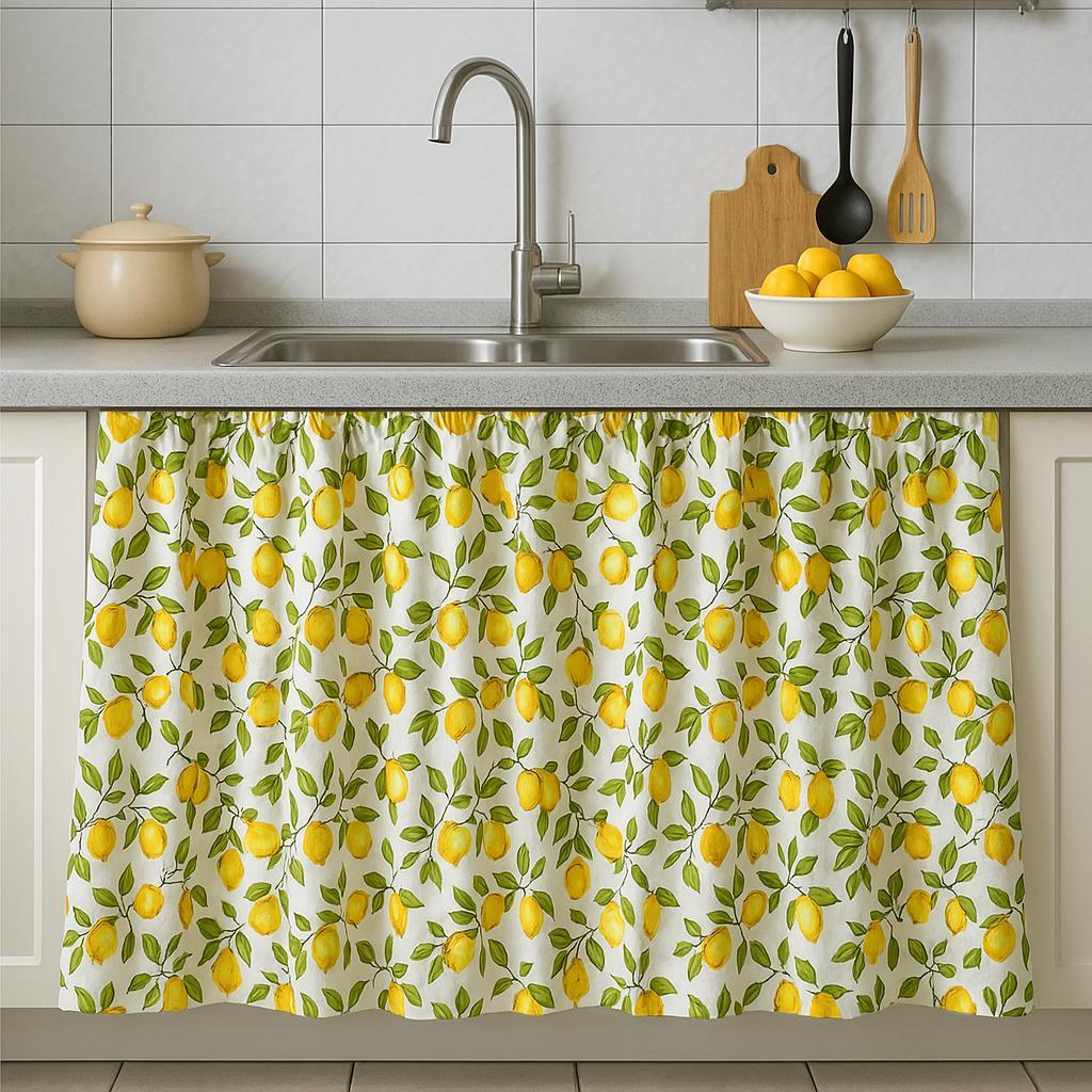 Cortina de Pia Cozinha Estampado Oxford 2,80m x 0,80cm Bem Franzida em Oferta na Shopee