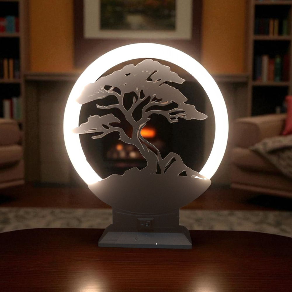 Imagem Decoração Abajur Árvore Zen Luminária de Mesa Quarto Linda iluminação Noturna com Fio 1,5m