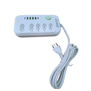 Extensão 5 Tomadas Cabo 2 Metros 4 USB E 2 Tipo C Bivolt