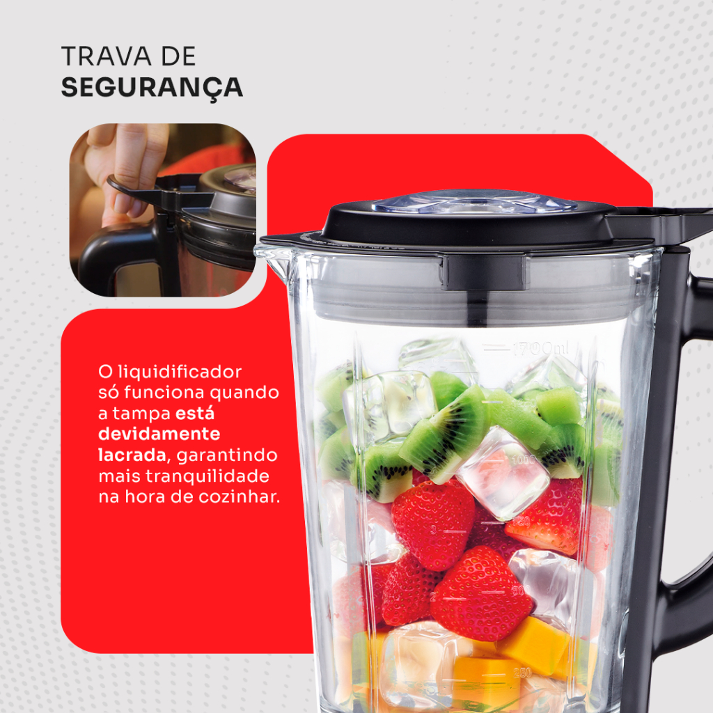 Detalhes do Liquidificador Amvox Alq 0209 Jarra De Vidro 1.7l Modo Turbo Alta Velocidade Tritura Gelo