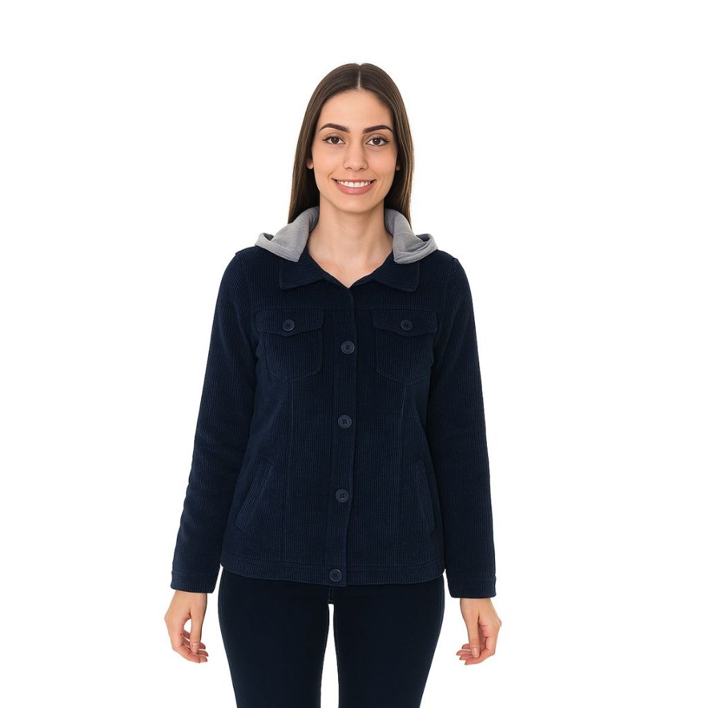 Casaco em Cotele Quentinho Com Capuz Elegante e Estiloso