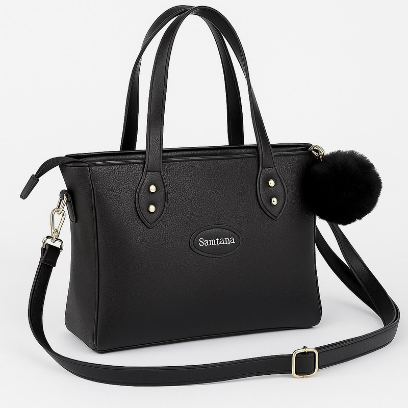 Bolsa Feminina Transversal Média Espaçosa Passeio Trabalho LENÇO OU POMPOM