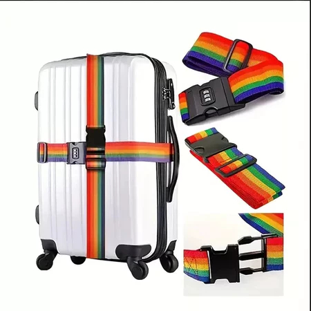 Fita Cinta Para Mala De Viagem Adjustable Luggage Strap, Combination Lock Packing Belt, Travel Accessories em Oferta na Shopee