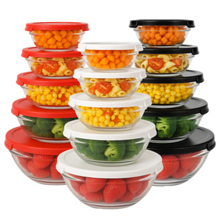 Conjunto 5 Potes de Vidro Hermetico Bowl Tigela Com Tampa Marmita Alimentos Preto Branco em Oferta na Shopee