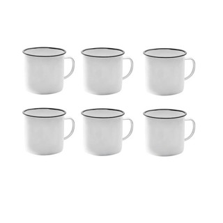 Kit com 1/6 Caneca esmaltada branca 6cm 150ml Tuut - Xicara para café e chá