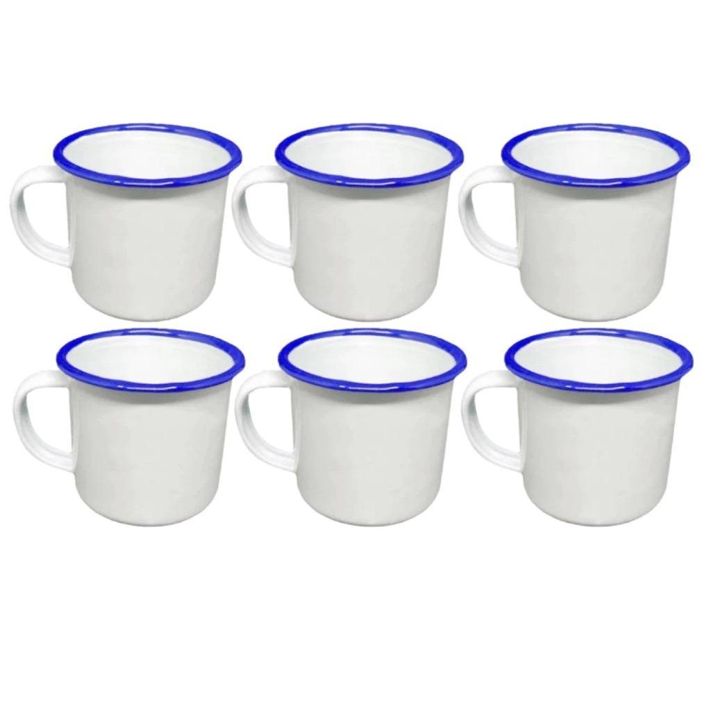 Kit com 1/6 Caneca Esmaltada Branca  90ml 5cm Tuut em Oferta na Shopee
